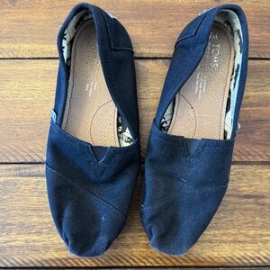 TOMS Black Canvas Slip-On Shoes